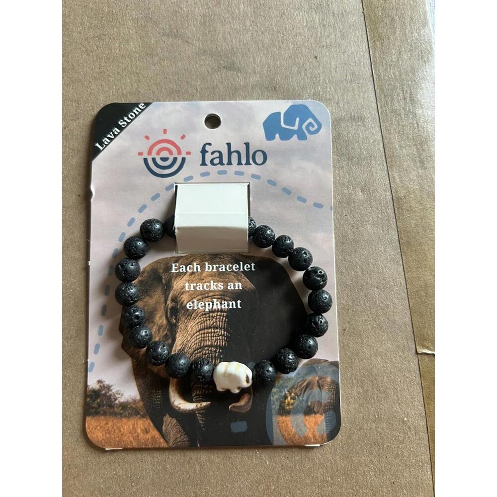 Fahlo Animal Tracking Bracelet Elephant Lava Stone Brand New